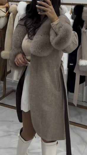 Women's Fur Lapel Long Casual Coat