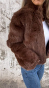 Women's High Collar Fur Zipper Casual Jacket