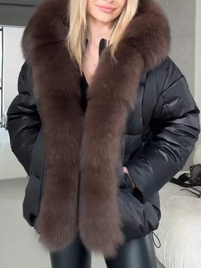 Women's Fur Hooded Fashionable Cotton Coat