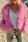 Women's Fashionable Solid Color Lapel Faux Fur Winter Short Coat