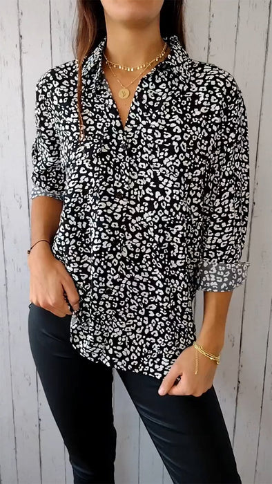 Lapel Single-breasted Spotted Printed Shirt