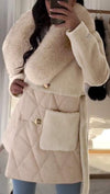 Women's Large Lapel Fur Contrast Coat