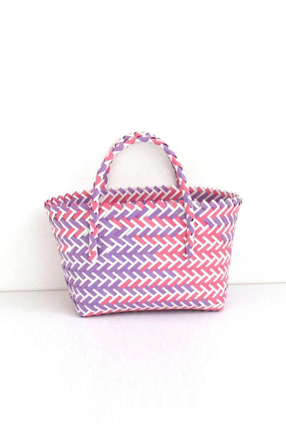 Candy color woven tote bag plastic woven beach bag