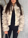 Women's Fur Zipper Lapel Fashion Short Coat