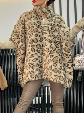 Women's Leopard Print Long Sleeve Coat