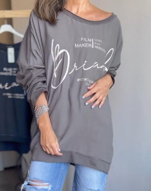 Women's Casual Letter Print Round Neck Sweatshirt