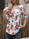 Women's Casual V-neck Printed Long-sleeved Top