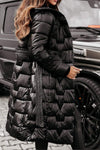 Women's Winter Mid-length Zipper Hooded Warm Coat