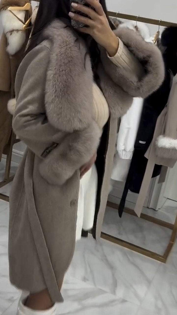 Women's Fur Lapel Long Casual Coat