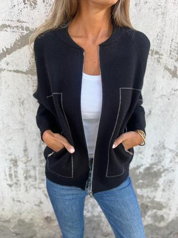 Casual Round Neck Zipper Thin Jacket