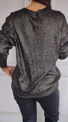 Women's V-neck Long-sleeved Top with Gold Stamping