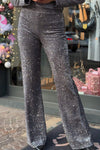 Women's Casual Solid Color Lapel Sequined Two-piece Suit