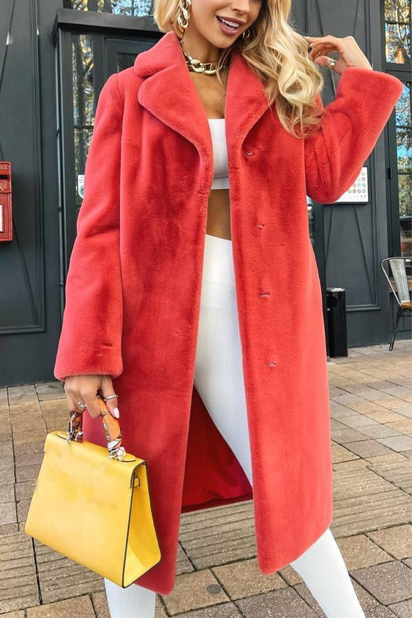 Women's Lapel Autumn and Winter Plush Coat