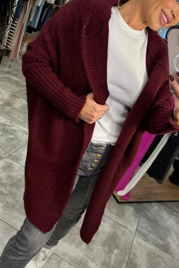 Women's Hooded Long-sleeved Knitted Casual Long Cardigan