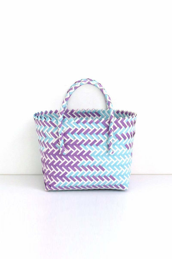 Candy color woven tote bag plastic woven beach bag