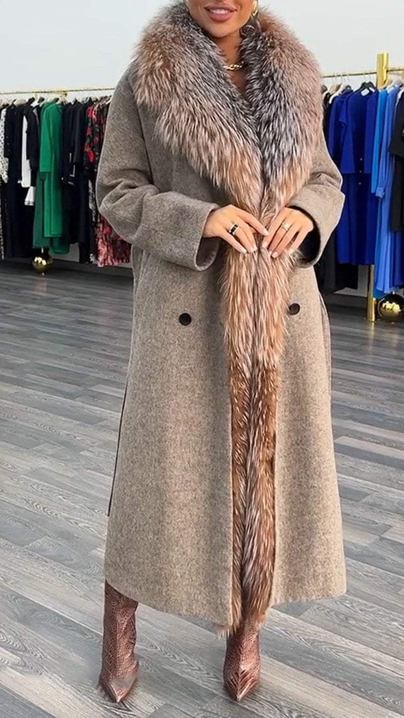 Women's Woolen Long Coat with Large Lapel