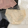 Ladies Pure Wind Satin Lace Sexy Mid-waist Panties