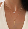 Double drop-shaped diamond necklace set of two