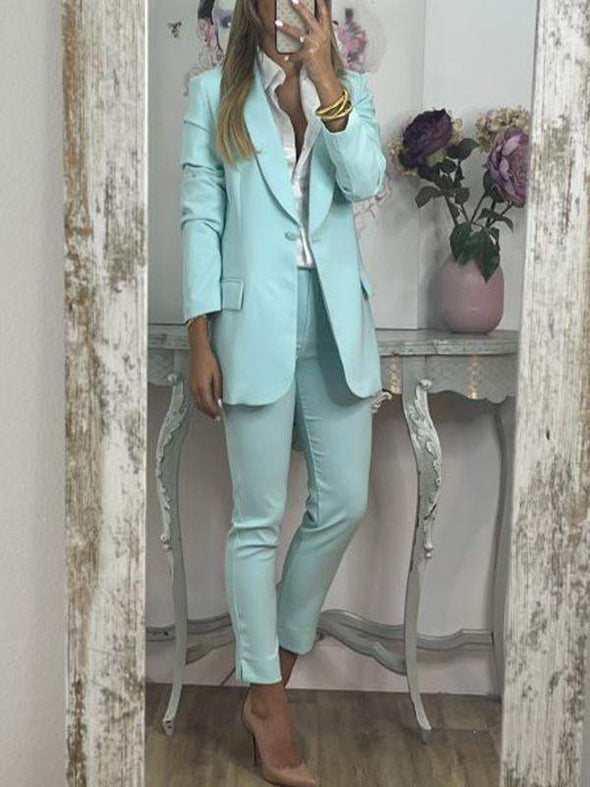 Fashionable Plain Two-piece Suit