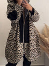 Women's Leopard Print Long Sleeve Hooded Coat