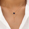 Double drop-shaped diamond necklace set of two