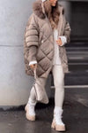 Women's Winter Solid Color Zip-up Hooded Warm Coat