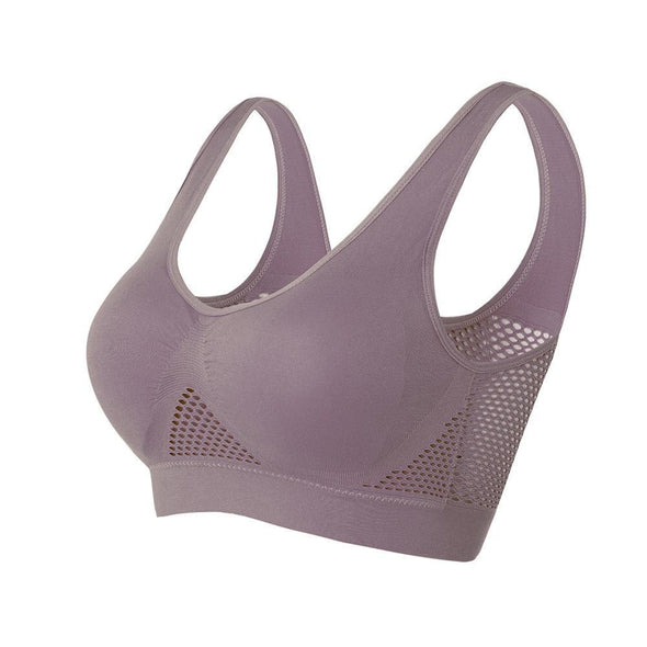 Women's Breathable Underwear Plus Size Seamless Mesh Thin Sports Bra