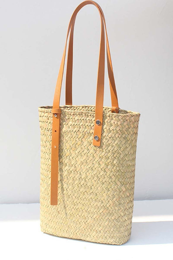 Simple shoulder bag, hand-woven niche design, hand-held beach bag for women