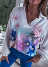 Women's Casual Floral Print V Neck Blouse