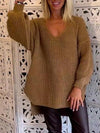 Women's V-neck Solid Color Knitted Top