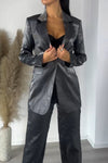 Women's Fashion Glossy Lapel Two-Piece Suit