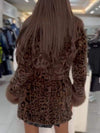 Women's Fur Leopard Print Casual Warm Coat with Large Lapel