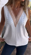 Sleeveless Top with V-neck Cutout Design