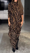 Women's Turtleneck Leopard Print Dress