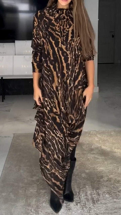 Women's Turtleneck Leopard Print Dress