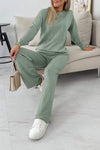 Women's Casual Solid Color Round Neck Suit Knitted Two-piece Suit