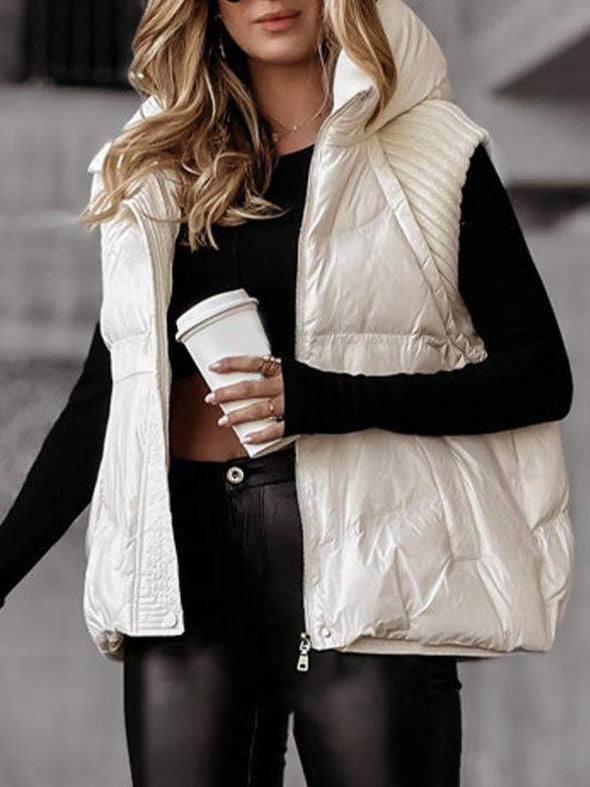 Women's Sleeveless Knitted Patchwork Cotton Vest Coat