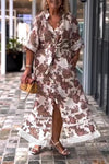 Women's Casual V-neck Lace Patchwork Floral Print Dress