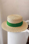 Flat top woven straw hat