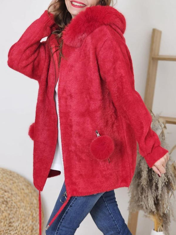 Women's Hooded Fur Casual Coat