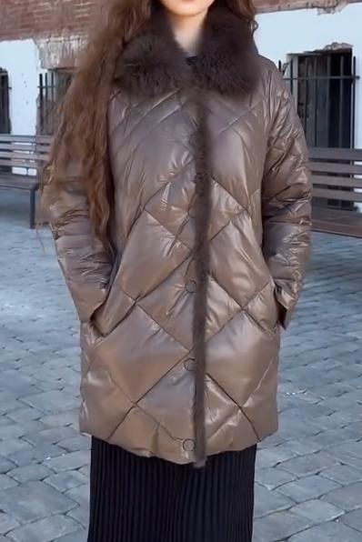 Women's Casual Solid Color Warm Fur Collar Cotton Coat