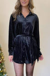 Women's Lapel Rhinestone Shirt Dress