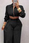 Women's Sexy Kink Long Sleeve Top And Pants Suit