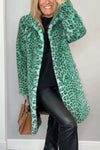 Women's Fashionable Leopard Lapel Faux Fur Winter Coat