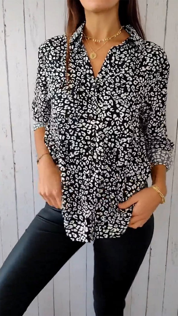 Lapel Single-breasted Spotted Printed Shirt