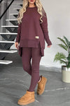 Women's Round Neck Long Sleeve Sweatshirt Suit