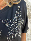 Star Shaped Rhinestone Lettering T-shirt