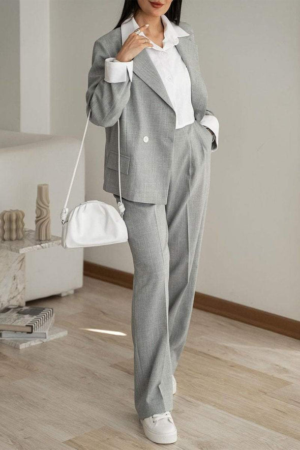 Women's Casual Lapel Solid Color Suit Two Piece Suit