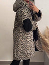 Women's Leopard Print Long Sleeve Hooded Coat