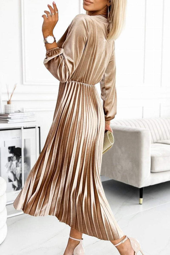 Women's Casual Solid Color Velvet Pleated Dress